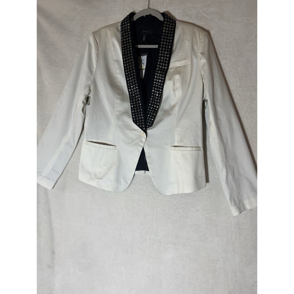 Jessica Simpson Sportswear Studded Blazer Antique White/blk S14 NWT